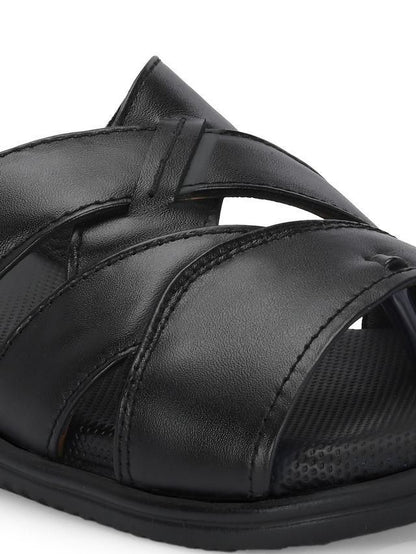 Mens Toasty Toes Black Leather Slippers